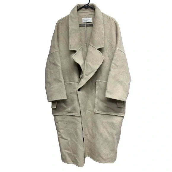 Silk Maison Oversized Beige 100% Wool trench Coat - Picture 5 of 15